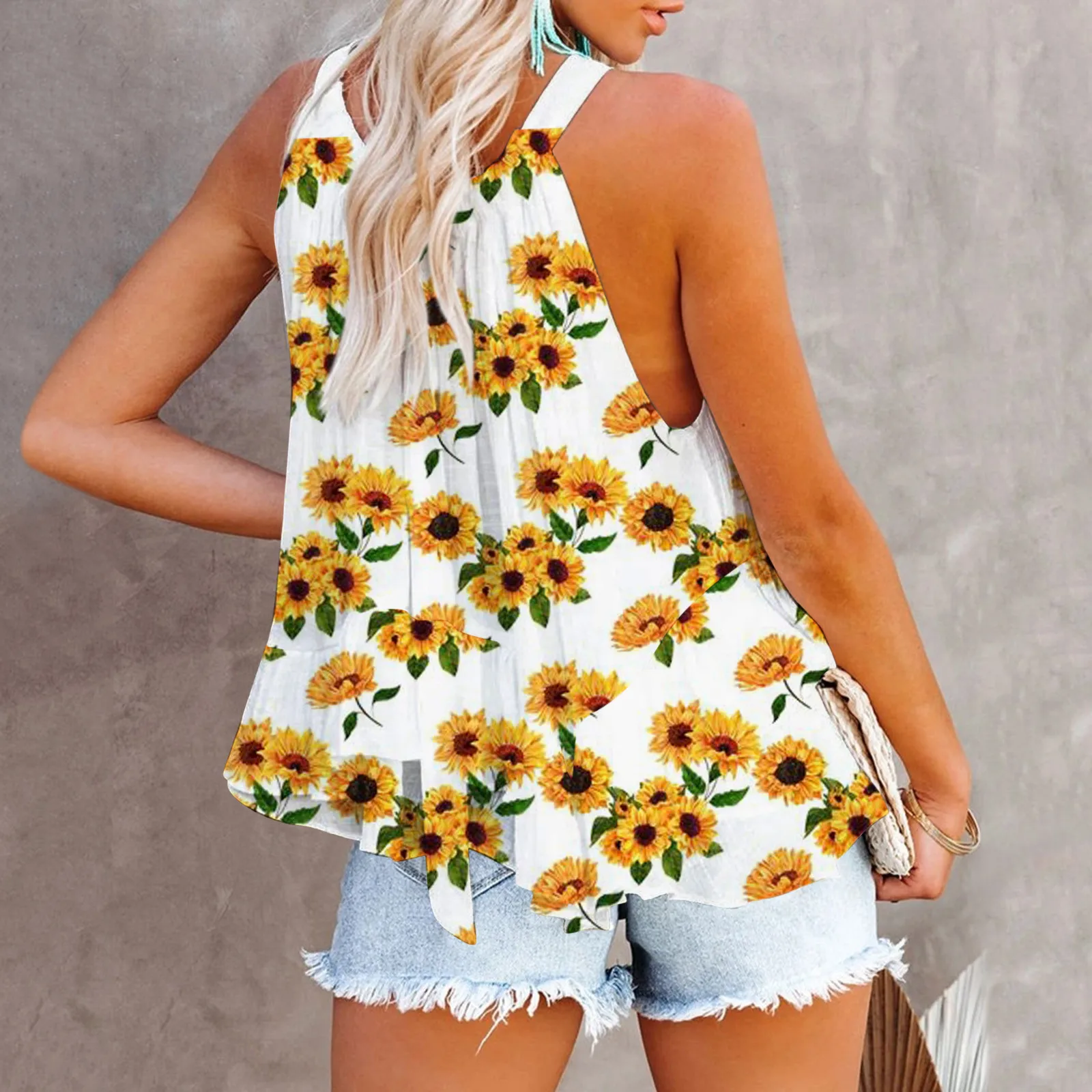 Summer Floral Tops Women's Sleeveless O-neck Vest Bohemia Beach Styles Sunflower Print Blue Casual Crop Top 2021 New haut femme
Summer Floral Tops Women's Sleeveless O-neck Vest Bohemia Beach Styles Sunflower Print Blue Casual Crop Top 2021 New haut femme