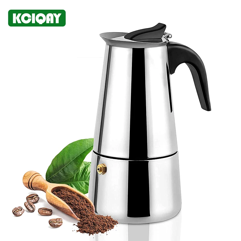 100-450 мл эспрессо Кофе чайник Нержавеющая сталь гейзерная Кофеварка итальянская Кофе, тем самым позволяя зернам раскрыться классический и н... 
100-450 мл эспрессо Кофе чайник Нержавеющая сталь гейзерная Кофеварка итальянская Кофе, тем самым позволяя зернам раскрыться классический и н...