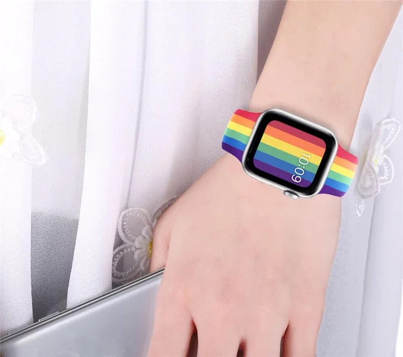 Rainbow Sport Silicone band For Apple Watch Band 42mm 38mm 40mm 44mm Black Unity Watchband For Apple Watch Series 6 SE 5 4 3 2 1
Rainbow Sport Silicone band For Apple Watch Band 42mm 38mm 40mm 44mm Black Unity Watchband For Apple Watch Series 6 SE 5 4 3 2 1