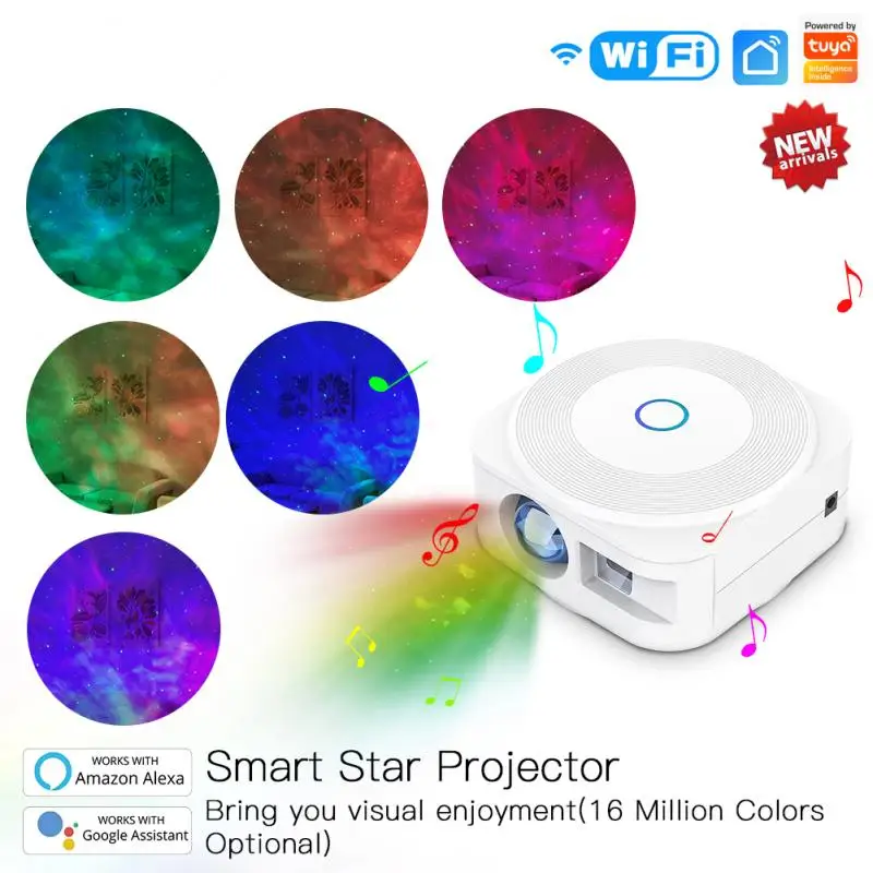 

WIFI Star Projector Sky Night Light Music Rhythm Multi-mode Timer Support Tuya Smart Life APP Remote Control Alexa Google Home