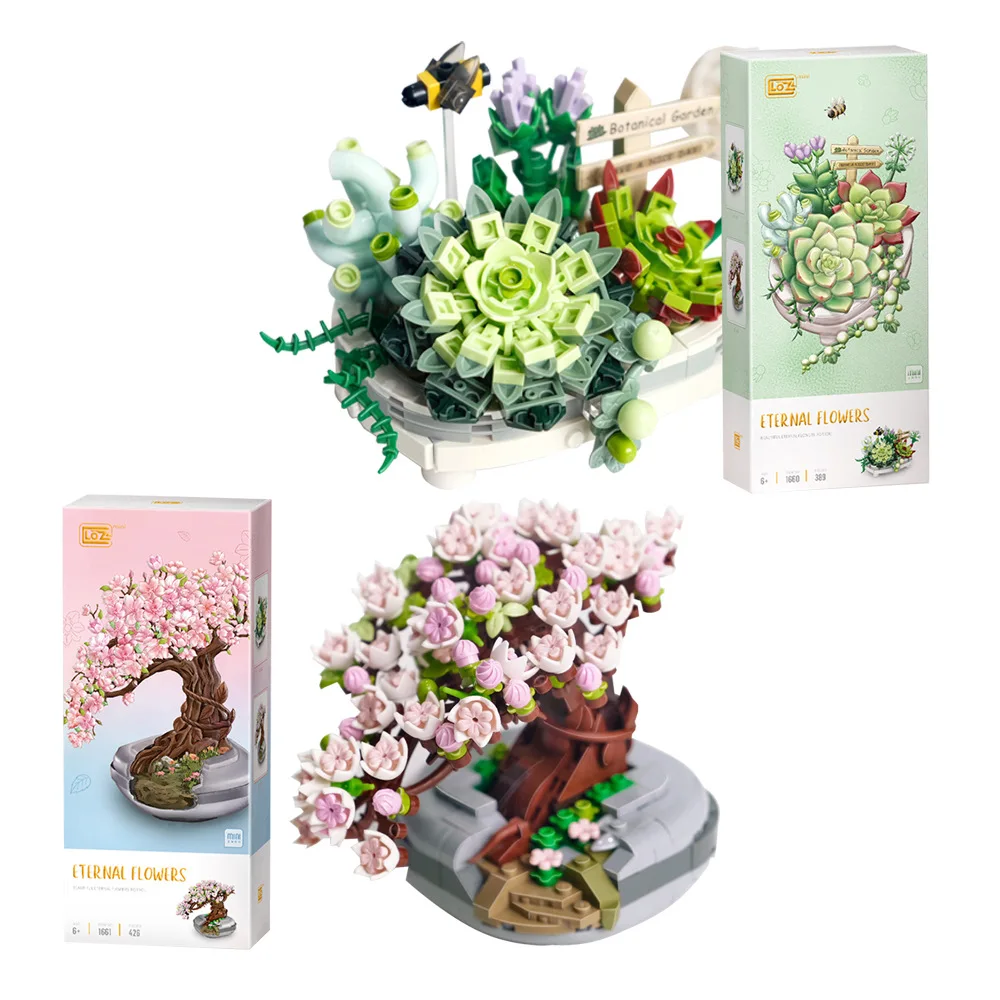 

LOZ Blocks Eternal Flower Building Bricks Beautiful Sakura Succulent Plant Rose Toys for Children Girls Gifts Kids Present 1660