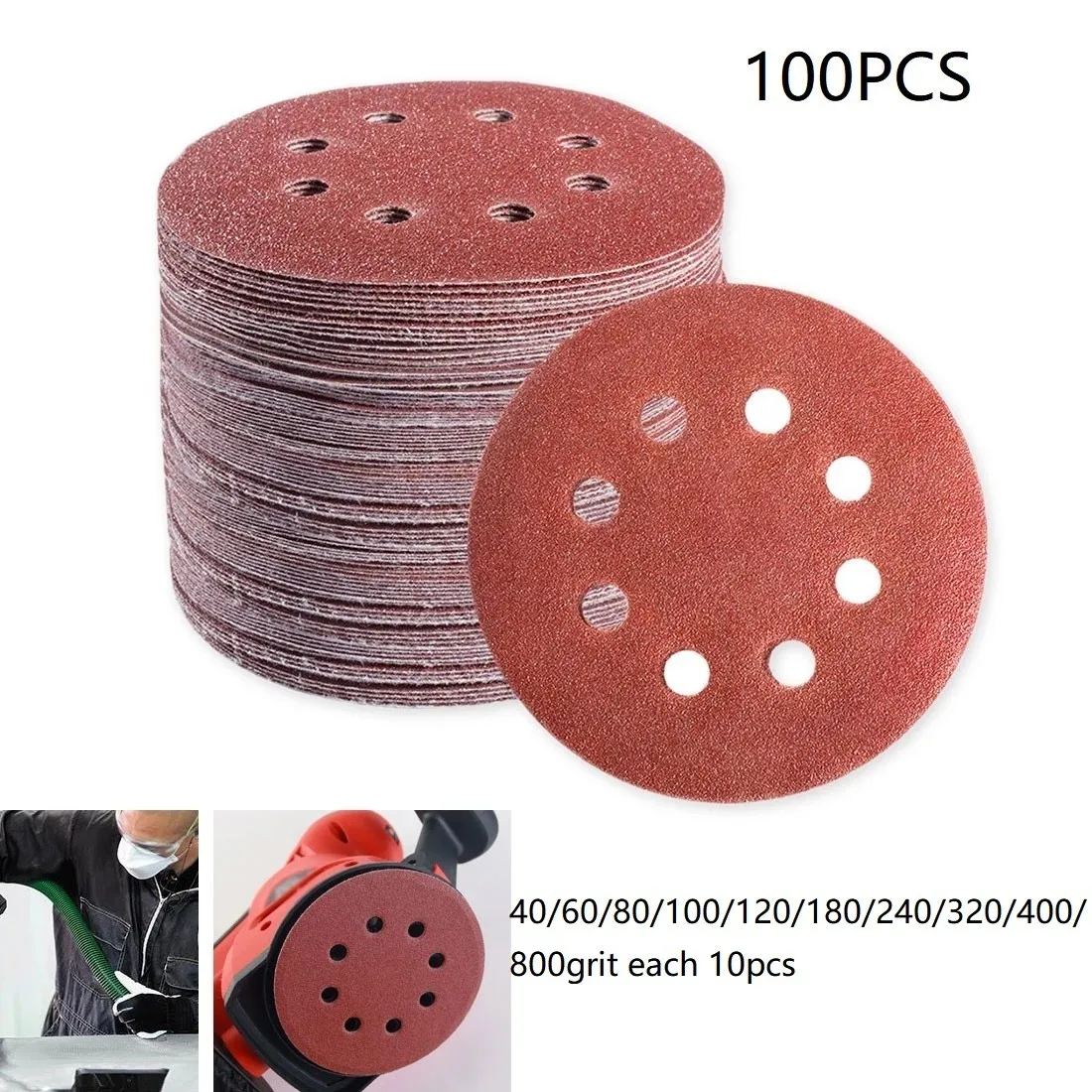 100Pcs 5in 8Hole 40-800Grit Sandpaper Hook Loop Sanding Paper Andpaper 125mm Sanding Discs Abrasives Tools
100Pcs 5in 8Hole 40-800Grit Sandpaper Hook Loop Sanding Paper Andpaper 125mm Sanding Discs Abrasives Tools