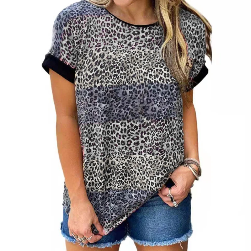 Color Leopard T-shirt Fashion Striped Tops Tee Shirts Women Clothes 2021 Summer Short Sleeve Top Casual O-neck Loose Tees
Color Leopard T-shirt Fashion Striped Tops Tee Shirts Women Clothes 2021 Summer Short Sleeve Top Casual O-neck Loose Tees
