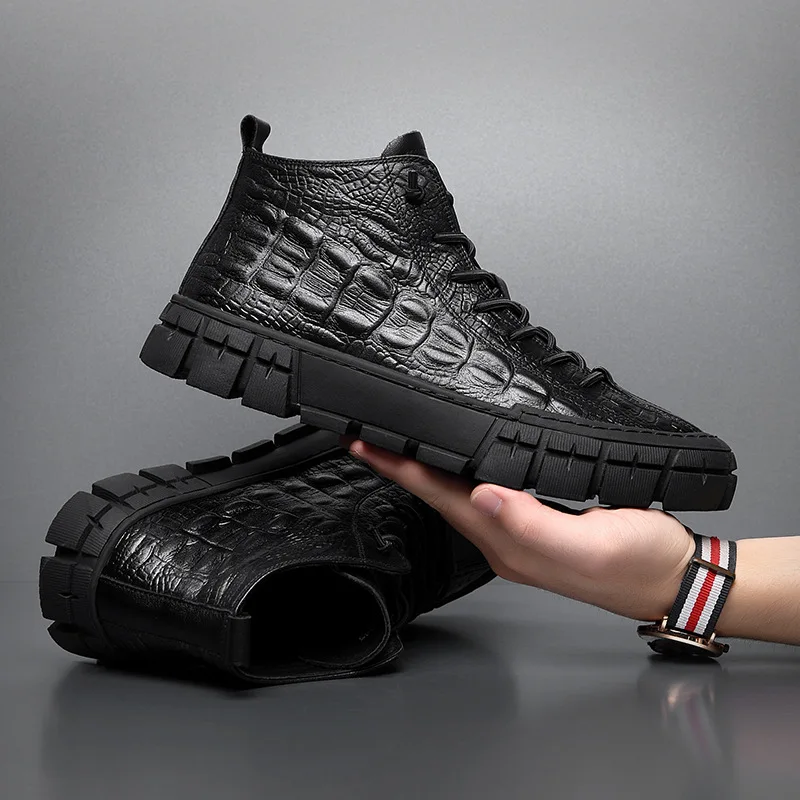 Brand New Men Leather Casual Shoes Crocodile Print Men High Tops Spring Autumn Flat Shoes Cool Leisure Sneakers Loafers
Brand New Men Leather Casual Shoes Crocodile Print Men High Tops Spring Autumn Flat Shoes Cool Leisure Sneakers Loafers