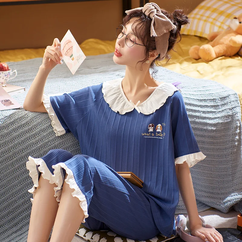 Size"M-4XL" Women's Cotton Homedress Pajamas Sets Half Sleeve Calf-Length Pants Nightgown Round Neck Sleepwear New Home Clothing
Size"M-4XL" Women's Cotton Homedress Pajamas Sets Half Sleeve Calf-Length Pants Nightgown Round Neck Sleepwear New Home Clothing