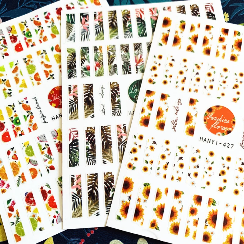 Newest HANYI-427 Summer flowers and fruits 3d nail art sticker nail decal stamping export japan designs rhinestones decorations
Newest HANYI-427 Summer flowers and fruits 3d nail art sticker nail decal stamping export japan designs rhinestones decorations