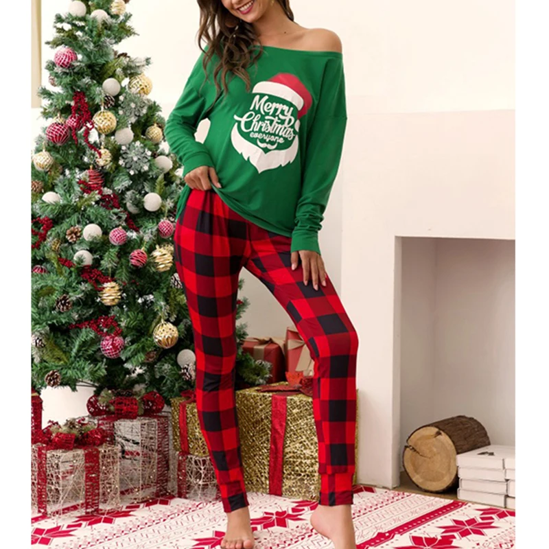 2022 Woman Autumn Winter Long sleeve Products Pullover Print Top Oblique Shoulder T-shirt Casual Plaid Trousers Christmas Suit
2022 Woman Autumn Winter Long sleeve Products Pullover Print Top Oblique Shoulder T-shirt Casual Plaid Trousers Christmas Suit
