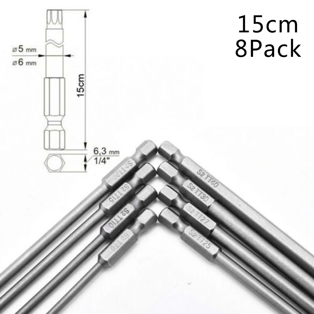 8Pcs Plum Drill Bit 150mm Magnetic Blades Hex Shank Torx T8 T10 T15 T20 T25 T27 T30 T40Screwdriver Alloy Steel High Precision
8Pcs Plum Drill Bit 150mm Magnetic Blades Hex Shank Torx T8 T10 T15 T20 T25 T27 T30 T40Screwdriver Alloy Steel High Precision