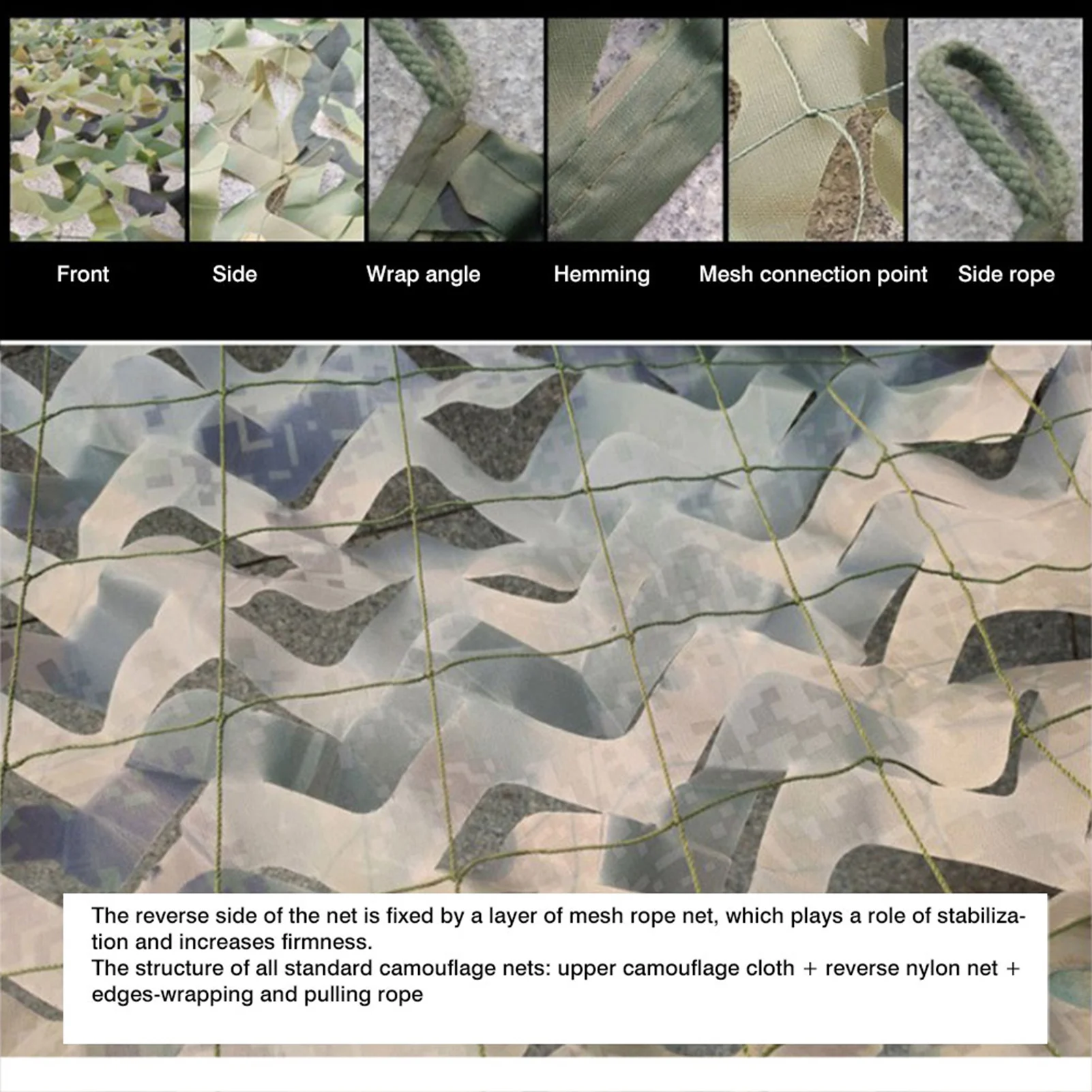 Woodland Camo Netting Camouflage Net Privacy Protection Camping Shelter Tent for Camping Forest Landscape
Woodland Camo Netting Camouflage Net Privacy Protection Camping Shelter Tent for Camping Forest Landscape