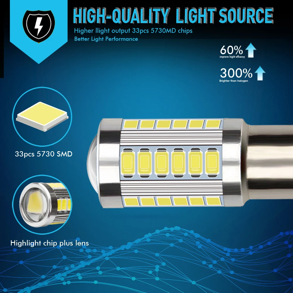 2X LED Canbus 1156 P21W BA15S 7443 W21W 33SMD светодиодный 3156 3157 7440 Лампа для фонасветильник заднего