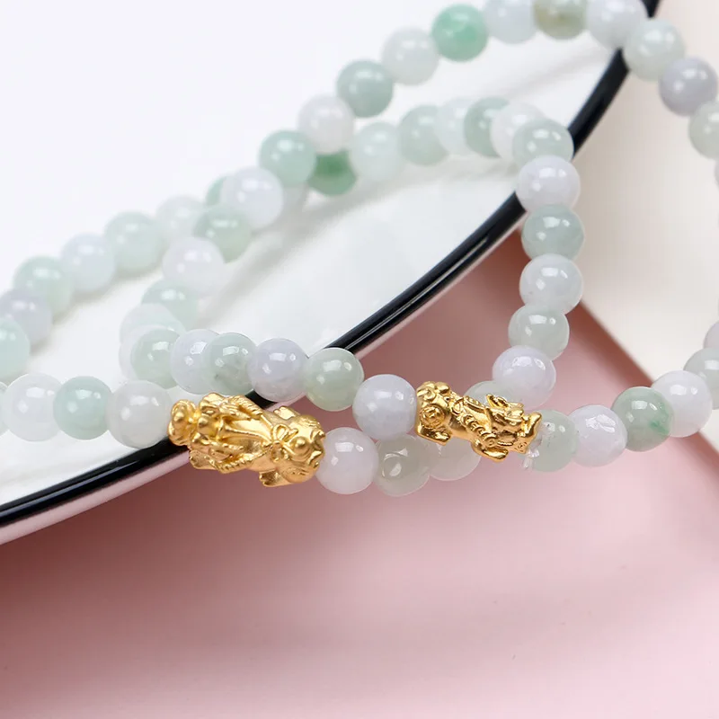 1PCS Pure 24K Yellow Gold Jewelry Real 24K Yellow Gold For Women 3D Hard Gold Pixiu with Natural Jade Beads 6mm Gold Bracelet
1PCS Pure 24K Yellow Gold Jewelry Real 24K Yellow Gold For Women 3D Hard Gold Pixiu with Natural Jade Beads 6mm Gold Bracelet