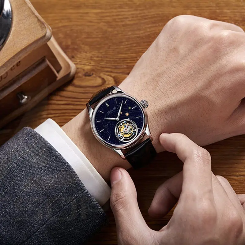 Aesop Mechanical Watch Automatic Galaxy Dial Real Tourbillon Movement Sapphire Crystal Men Watch Montre Homme Relogio Masculino
Aesop Mechanical Watch Automatic Galaxy Dial Real Tourbillon Movement Sapphire Crystal Men Watch Montre Homme Relogio Masculino