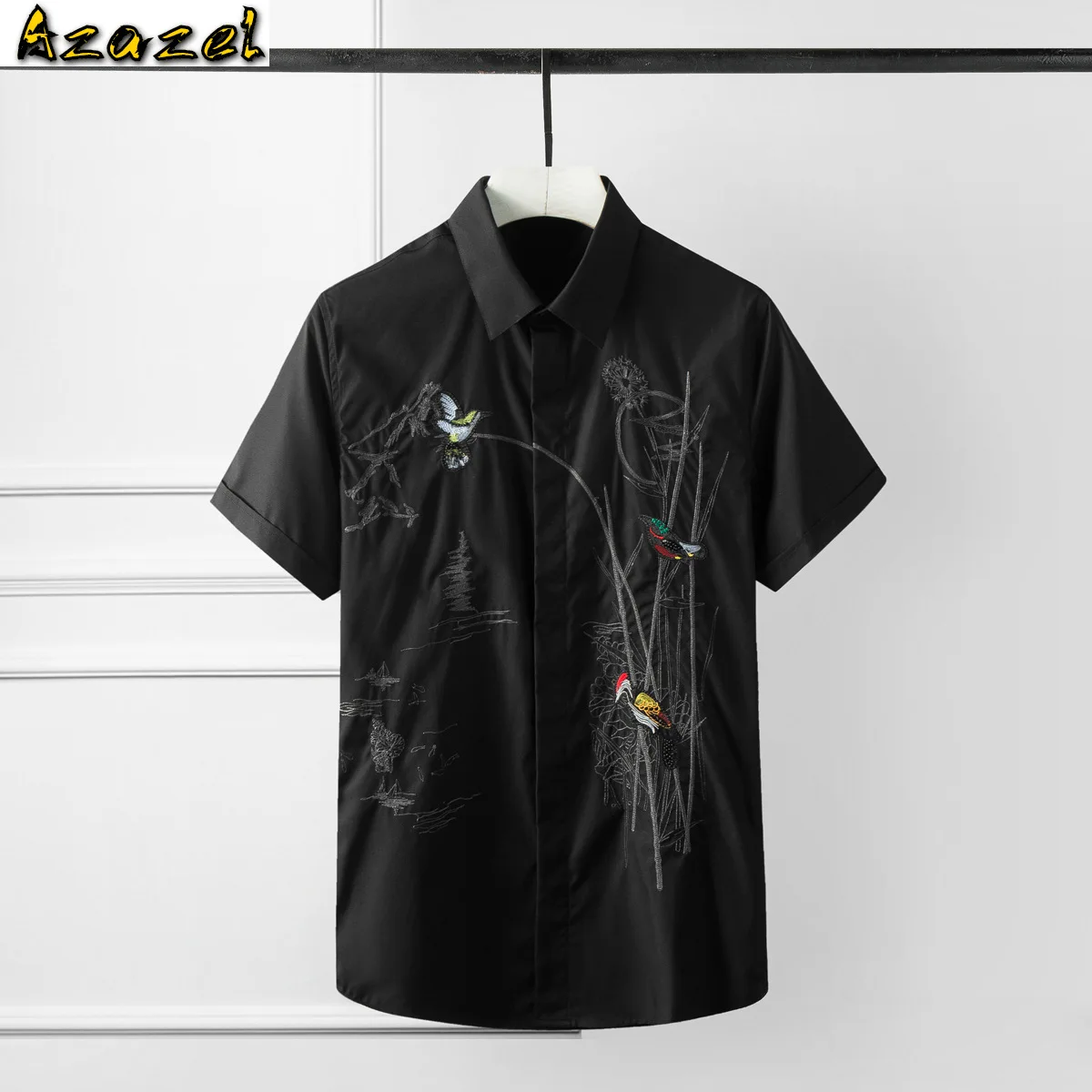 Azazel Mens Shirts Plus Size 4xl Luxury Flower And Bird Embroidery Short Sleeve Mens Dress Shirts Slim Solid Man Shirts
Azazel Mens Shirts Plus Size 4xl Luxury Flower And Bird Embroidery Short Sleeve Mens Dress Shirts Slim Solid Man Shirts