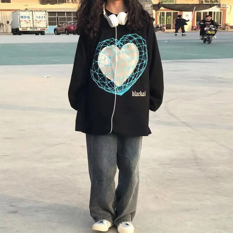 Autumn Women Loose Kpop Black Heart Printe Sweatshirts High Street Animals Cool Loose Harajuku Women Hip Hop Hoodie Fashion Tops
Autumn Women Loose Kpop Black Heart Printe Sweatshirts High Street Animals Cool Loose Harajuku Women Hip Hop Hoodie Fashion Tops