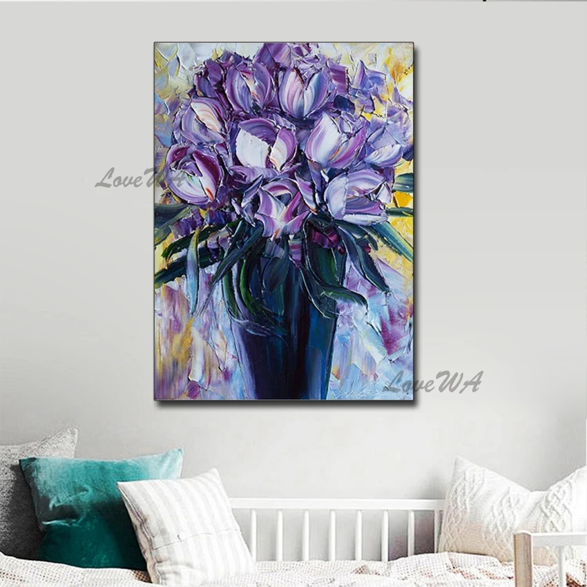 Palette Knife 3D Thick Texture Purple Flower Oil Painting Modern Handmade Canvas Wall Art Pictures Home Living Room Decoration
Palette Knife 3D Thick Texture Purple Flower Oil Painting Modern Handmade Canvas Wall Art Pictures Home Living Room Decoration