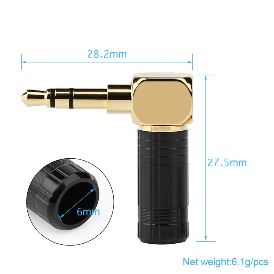 3.5mm Plug Audio Jack 3 Pole Earphone Splice Adapter DIY HiFi Stereo Headphone Solder Wire Connector 90 Degree Bend Plug
3.5mm Plug Audio Jack 3 Pole Earphone Splice Adapter DIY HiFi Stereo Headphone Solder Wire Connector 90 Degree Bend Plug