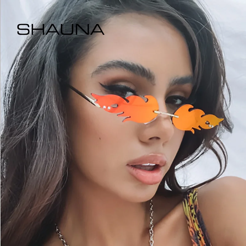 SHAUNA Ins Popular Fire Sunglasses Women Amazing Small Rimless Wave Cat Eye Sunglasses
SHAUNA Ins Popular Fire Sunglasses Women Amazing Small Rimless Wave Cat Eye Sunglasses