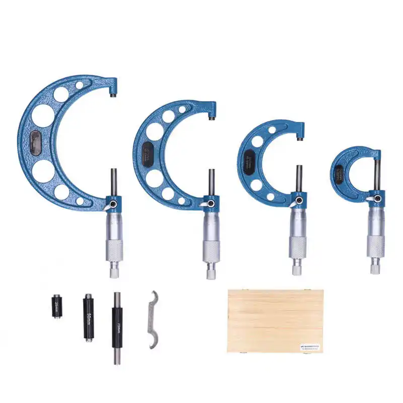 4Pcs 25/50/75/100mm 0.01mm Outside Micrometer High Accuracy Aluminium Alloy Outer Diameter Measuring Tool Set
4Pcs 25/50/75/100mm 0.01mm Outside Micrometer High Accuracy Aluminium Alloy Outer Diameter Measuring Tool Set