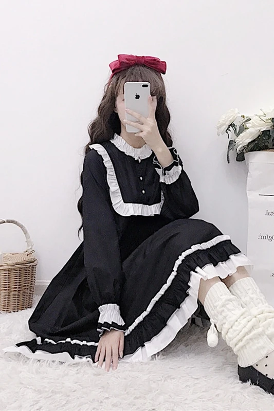 Japanese-style soft sister daily light Lolita color panel Bell long-sleeve sweet ruffle trim long dress female spring
Japanese-style soft sister daily light Lolita color panel Bell long-sleeve sweet ruffle trim long dress female spring