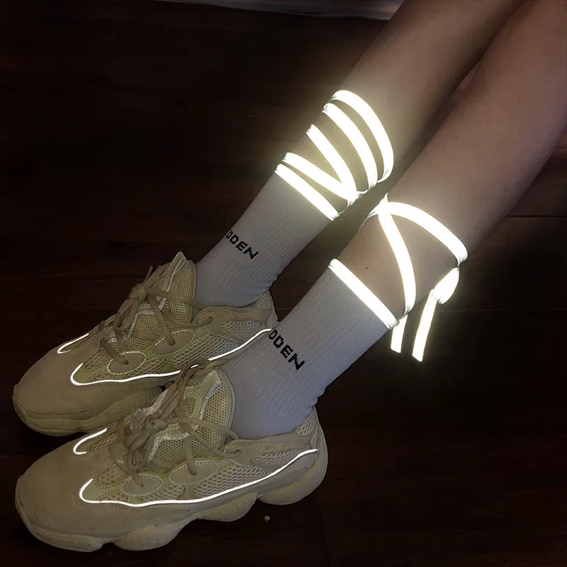 Cross Straps Calf High Socks Ladies Personality Reflective Luminous Personality Fashion In The Tube Cute Black and White Socks
Cross Straps Calf High Socks Ladies Personality Reflective Luminous Personality Fashion In The Tube Cute Black and White Socks