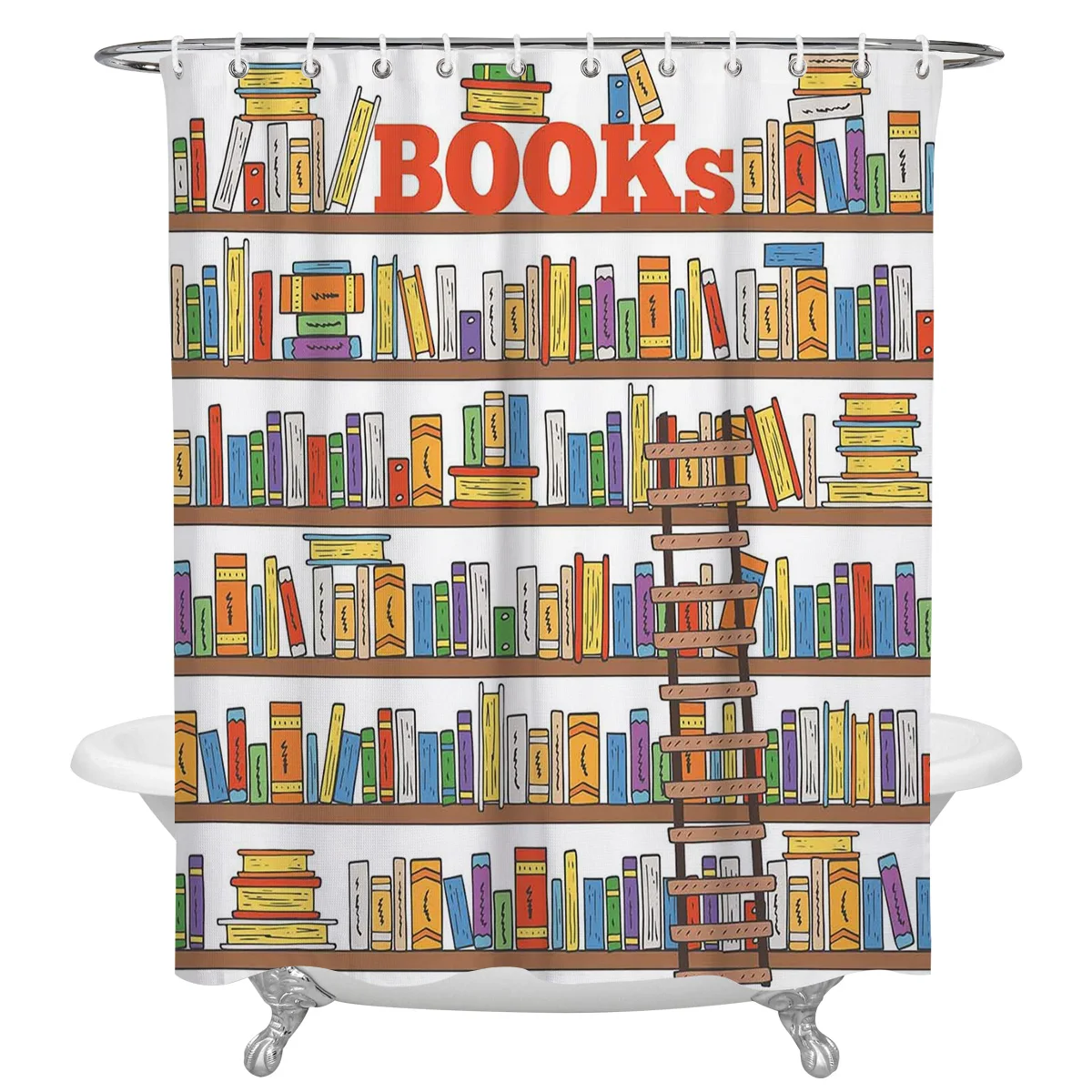Books Painted On Shelves Shower Curtain Decorative Waterproof Polyester Fabric Bathroom Curtains with Hooks Home Bath Decor
Books Painted On Shelves Shower Curtain Decorative Waterproof Polyester Fabric Bathroom Curtains with Hooks Home Bath Decor