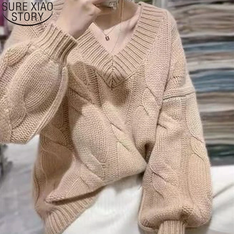 Pullover Pull Femme New Autumn Winter Basic Oversize Thick Sweater V-neck Pullovers Women Casual Loose Cashmere Sweater 17718
Pullover Pull Femme New Autumn Winter Basic Oversize Thick Sweater V-neck Pullovers Women Casual Loose Cashmere Sweater 17718