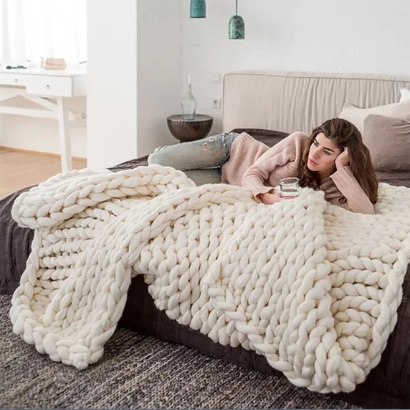 New ultra thick wool blanket arm knit blanket hand-knitted woolen blanket sofa Icelandic blanket
New ultra thick wool blanket arm knit blanket hand-knitted woolen blanket sofa Icelandic blanket