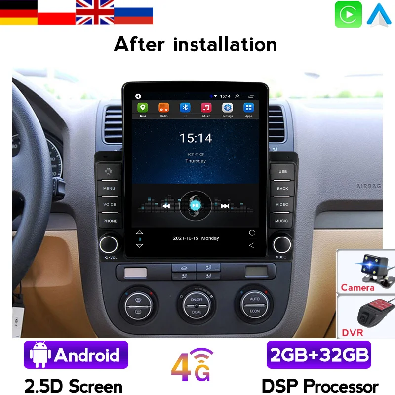 Автомобильный радиоприемник Tesla Android 9 5 DSP 4G для VW Volkswagen Sagitar Jetta MT AT 2005-2010