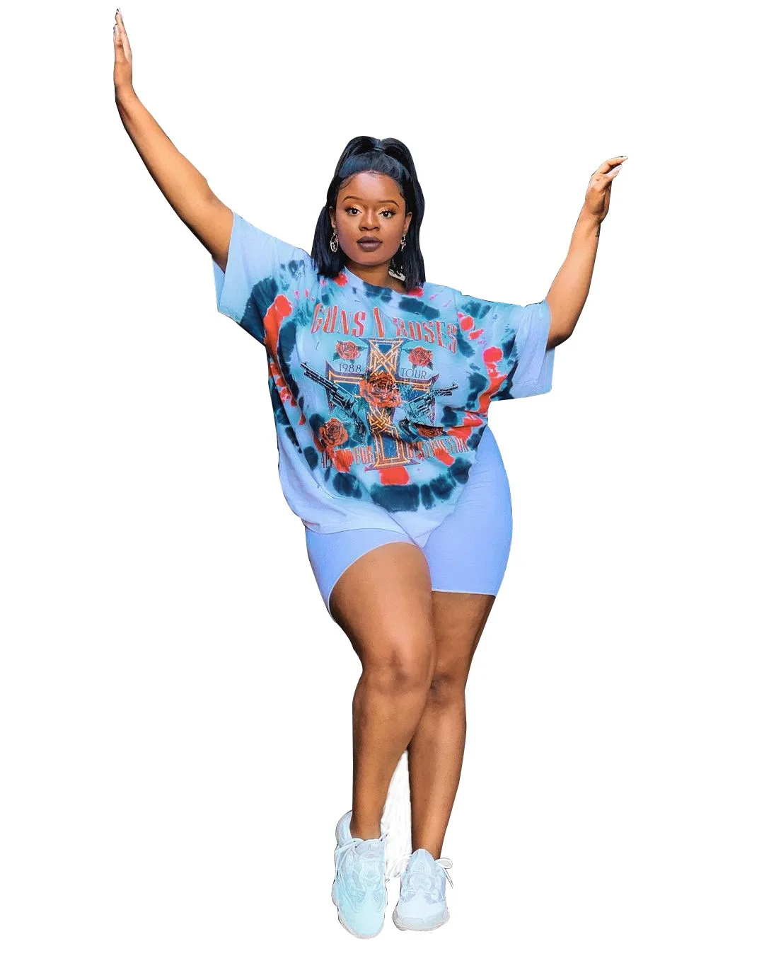 2021 Summer Casual Cartoon Printing Tracksuits Plus Size O-neck Loose T-shirts Elastic Waist Skinny Biker Shorts Fashion Outfits
2021 Summer Casual Cartoon Printing Tracksuits Plus Size O-neck Loose T-shirts Elastic Waist Skinny Biker Shorts Fashion Outfits
