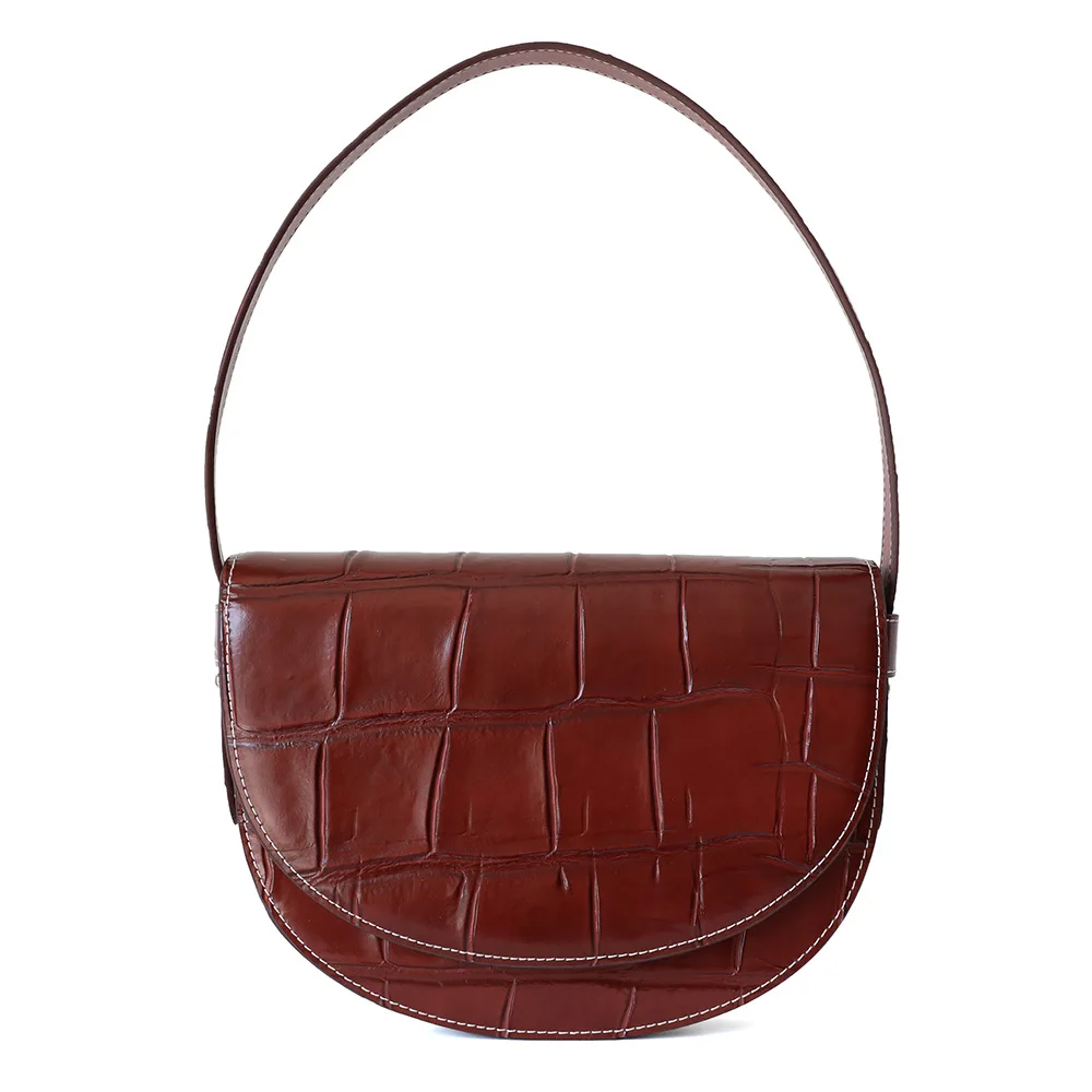 2020 new brown semicircle Autumn And Winter bag crocodile pattern cowhide bag shoulder armpit handbag messenger bag 
2020 new brown semicircle Autumn And Winter bag crocodile pattern cowhide bag shoulder armpit handbag messenger bag