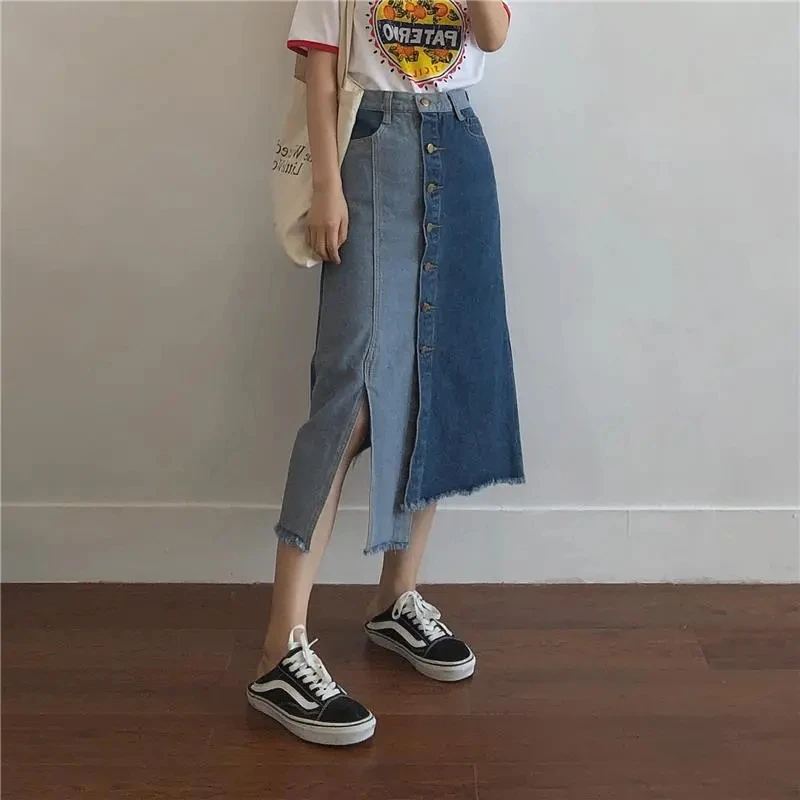 Slit Denim Skirt Indie Aesthetic Midi Long Skirt 2021 Summer Trend Women Korean Clothing Fashion Patchwork Skirt
Slit Denim Skirt Indie Aesthetic Midi Long Skirt 2021 Summer Trend Women Korean Clothing Fashion Patchwork Skirt