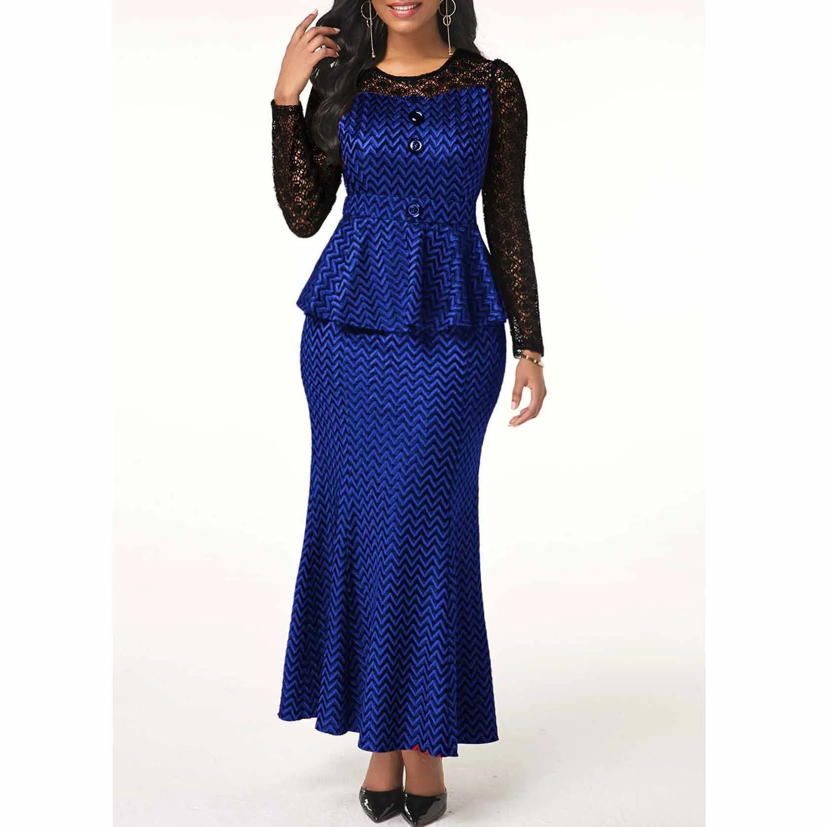 Women's Two Piece Set Fashion Striped Print Long Sleeve Peplum Tops High Waist Mermaid Skirts Suit Evening Party Club Outfits
Women's Two Piece Set Fashion Striped Print Long Sleeve Peplum Tops High Waist Mermaid Skirts Suit Evening Party Club Outfits