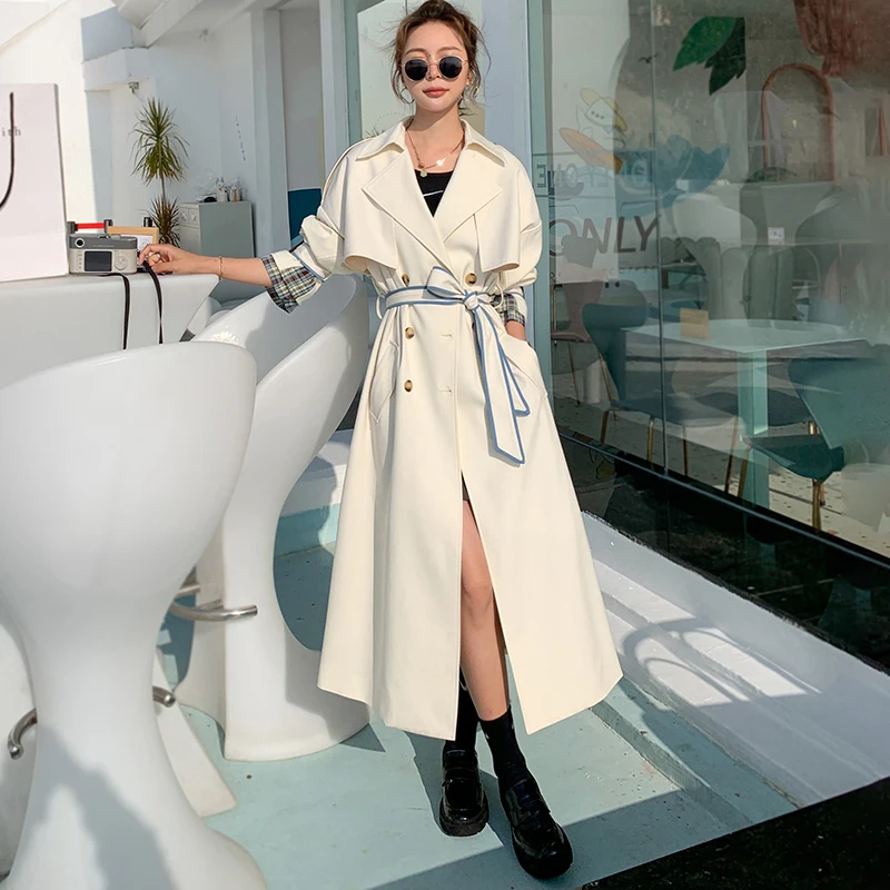 Women's Windbreaker Long Spring Autumn Loose Jacket 100% Cotton Big Size Lapel Double Breasted Ladies Cloak Trench Coat Female
Women's Windbreaker Long Spring Autumn Loose Jacket 100% Cotton Big Size Lapel Double Breasted Ladies Cloak Trench Coat Female