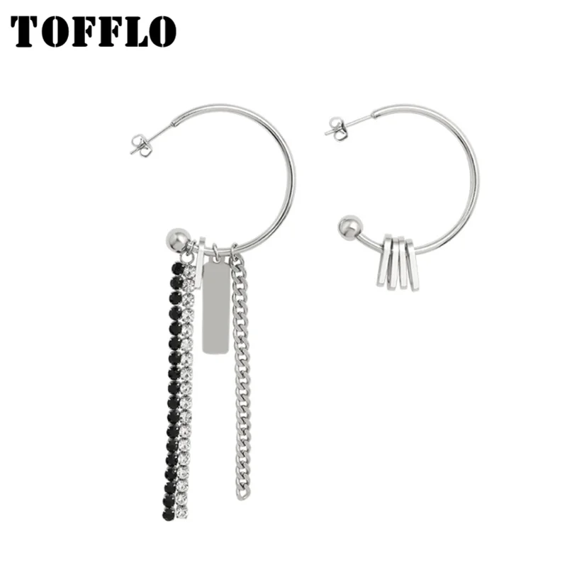 TOFFLO Stainless Steel Jewelry Ins Zircon Chain Earrings Geometric Square Brand Asymmetric Earrings Women Fashion Earchain F349
TOFFLO Stainless Steel Jewelry Ins Zircon Chain Earrings Geometric Square Brand Asymmetric Earrings Women Fashion Earchain F349