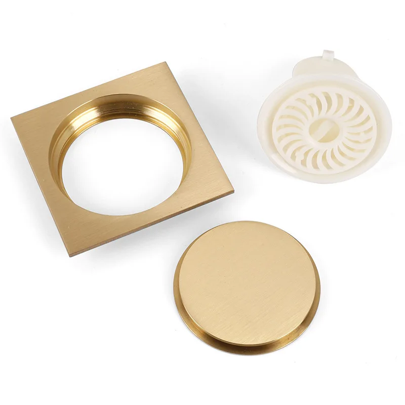 Brass Golden Brushed Shower Drains Square Bath Drains Strainer Hair Bathroom Floor Drain Waste Grate Drain 4'
Brass Golden Brushed Shower Drains Square Bath Drains Strainer Hair Bathroom Floor Drain Waste Grate Drain 4'