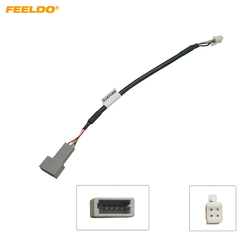 

FEELDO Car Audio Input Media Data Wire Original Plug 4Pin Car AUX Adapter For Peugeot AUX Cable Adapter #HQ7050