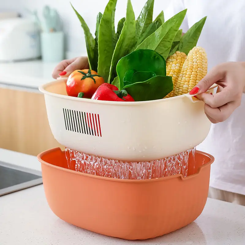 Kitchen Double Drain Basket Bowl Washing Storage Basket Strainers Bowls Drainer Vegetable Cleaning Colander Tool
Kitchen Double Drain Basket Bowl Washing Storage Basket Strainers Bowls Drainer Vegetable Cleaning Colander Tool
