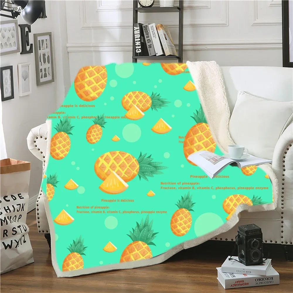 Cartoon Sherpa Blanket Pineapple Throw Blanket For Bedroom Sofa Soft Fleece Blanket Summer Winter Picnic Airplane Blanket
Cartoon Sherpa Blanket Pineapple Throw Blanket For Bedroom Sofa Soft Fleece Blanket Summer Winter Picnic Airplane Blanket
