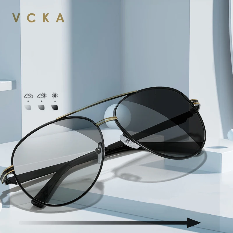 VCKA Polarized Vintage Pilot Sunglasses Men Photochromic Sun Glasses Women Eyeglasses Spring Leg Gafas Oculos De Sol Masculino
VCKA Polarized Vintage Pilot Sunglasses Men Photochromic Sun Glasses Women Eyeglasses Spring Leg Gafas Oculos De Sol Masculino
