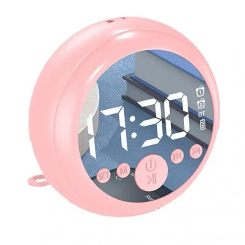1pc New Round Shape Mirror Alarm Clock Z2 Buletooth-compatible 5.0 Speaker HIFI Stereo Support TF Card With FM Radio Function - купить по