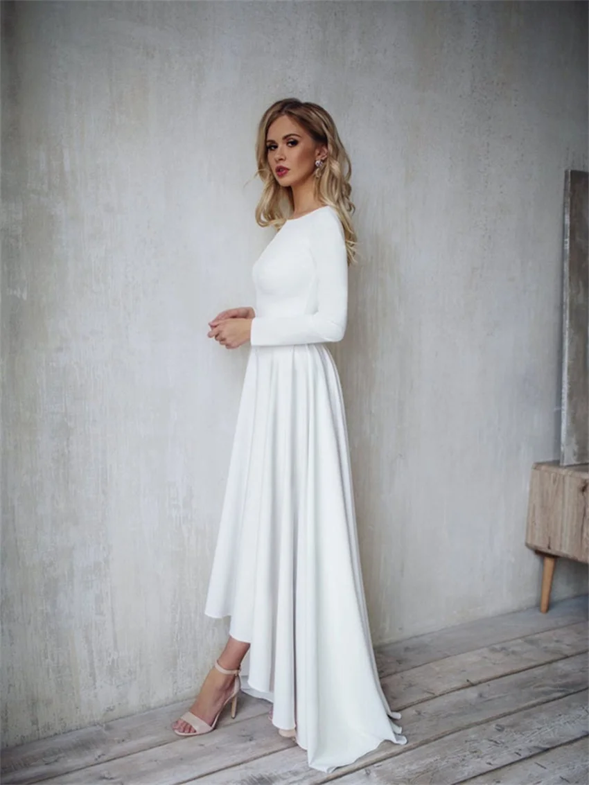 2020 Simple High/Low Wedding Dresses Long Sleeve Backless Long Sleeve Vintage Bridal Gowns vestidos de novia robe de mariee
2020 Simple High/Low Wedding Dresses Long Sleeve Backless Long Sleeve Vintage Bridal Gowns vestidos de novia robe de mariee