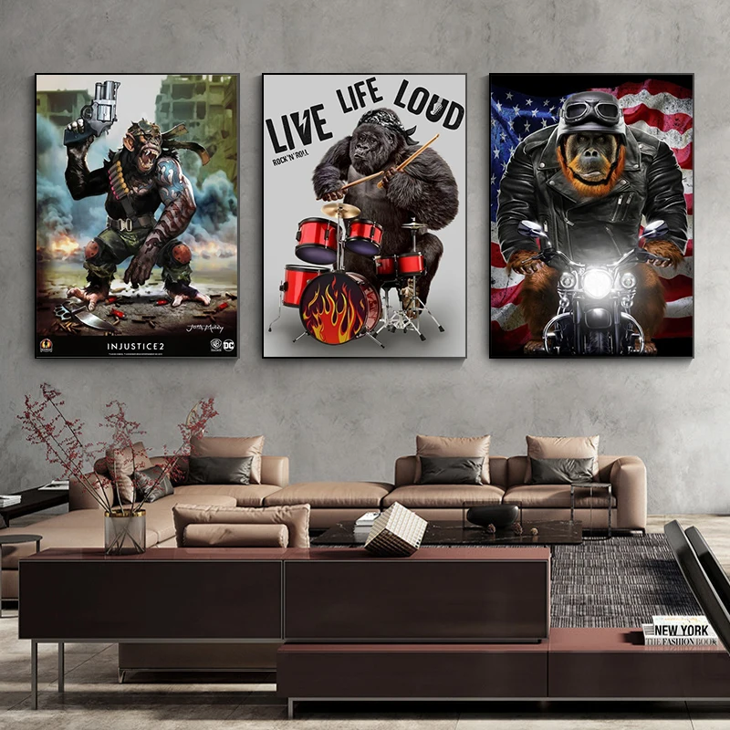 Soldier Gorilla Animal Canvas Painting on the Wall Art Poster Print Pictures on the Living Room Wall Home Cuadros Decoration
Soldier Gorilla Animal Canvas Painting on the Wall Art Poster Print Pictures on the Living Room Wall Home Cuadros Decoration