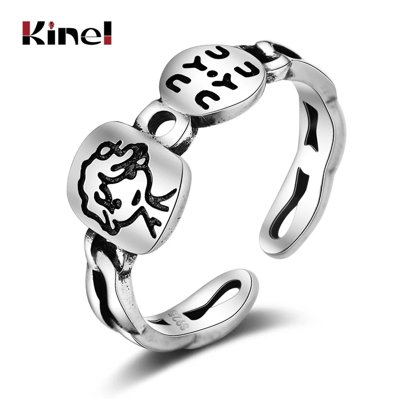 Kinel New Sterling Silver 925 Stackable Ring Minimalist Style Cartoon Character Adjustable Finger Rings for Women Korea Jewelry
Kinel New Sterling Silver 925 Stackable Ring Minimalist Style Cartoon Character Adjustable Finger Rings for Women Korea Jewelry