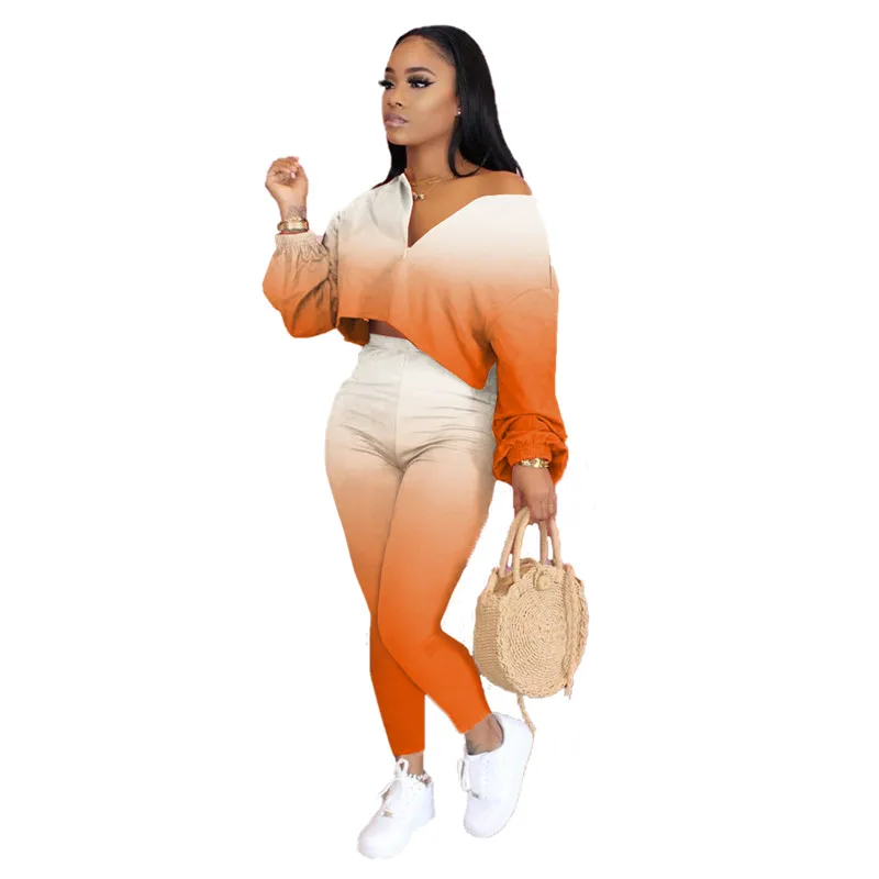 Women Fashion Streetwear Clothes Autumn Fall Outfits Set Women Gradient Color Long Sleeve Short Top Long Pants Set
Women Fashion Streetwear Clothes Autumn Fall Outfits Set Women Gradient Color Long Sleeve Short Top Long Pants Set