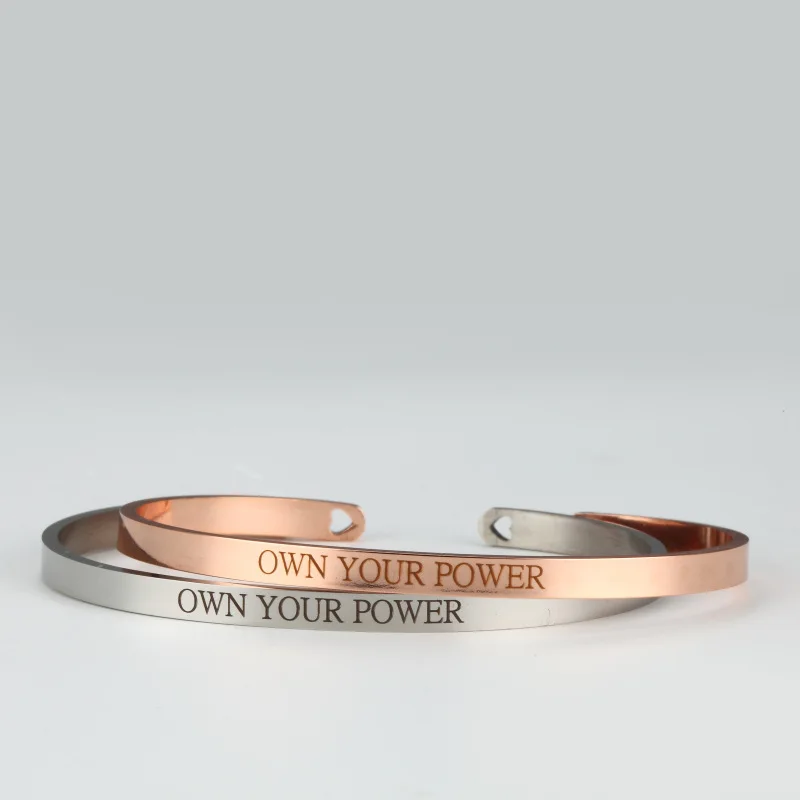 PolishedPlus Customized bracelet OWN YOUR POWER Inspirational stainless steel bangle Letter personalized for Women girl gift
PolishedPlus Customized bracelet OWN YOUR POWER Inspirational stainless steel bangle Letter personalized for Women girl gift