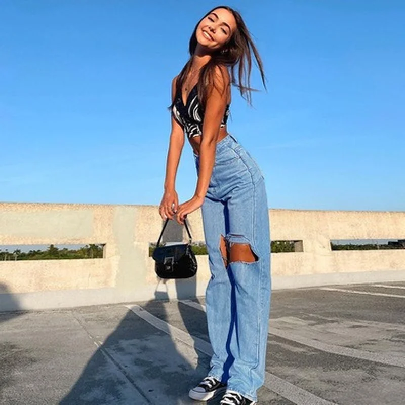WeiYao Fashion Casual High Street Loose Hole Solid Cotton Blue Jeans Women Spring Summer New Wild Basic Soft Female Trousers
WeiYao Fashion Casual High Street Loose Hole Solid Cotton Blue Jeans Women Spring Summer New Wild Basic Soft Female Trousers