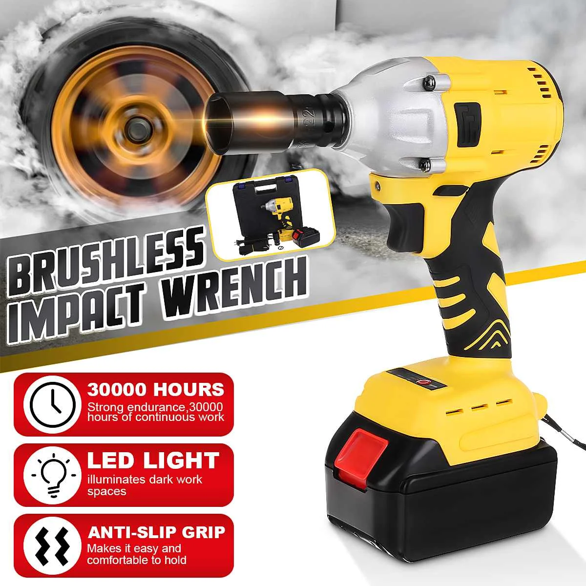 110-240V 500N.m 288VF Cordless Electric Impact Wrench Electric Wrench Brush with 1x Li-ion Battery Power Tools
110-240V 500N.m 288VF Cordless Electric Impact Wrench Electric Wrench Brush with 1x Li-ion Battery Power Tools