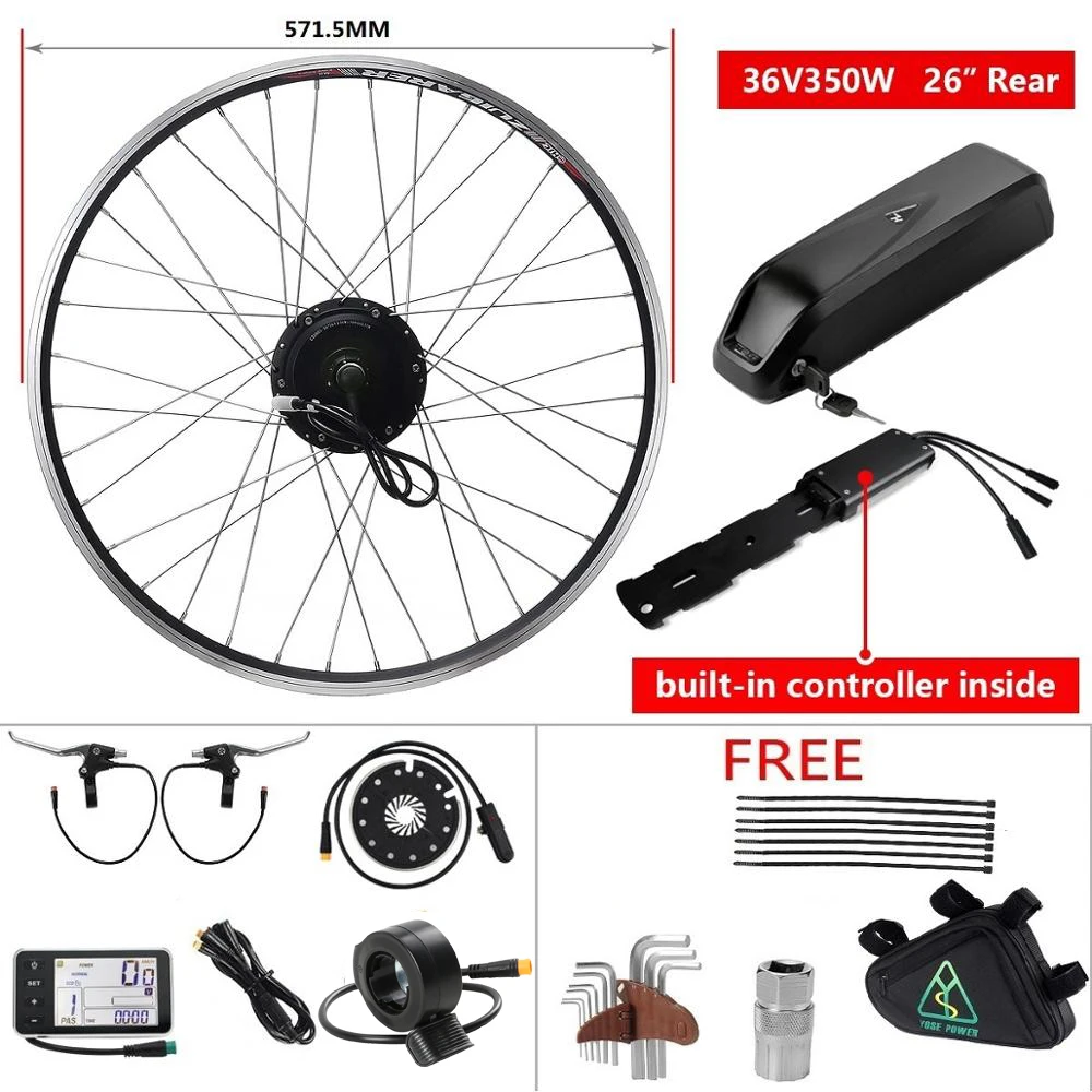 YOSE POWER 36V 350W 26 ''комплект для велосипеда с батареей 12.5Ah Кассетный бесщеточный