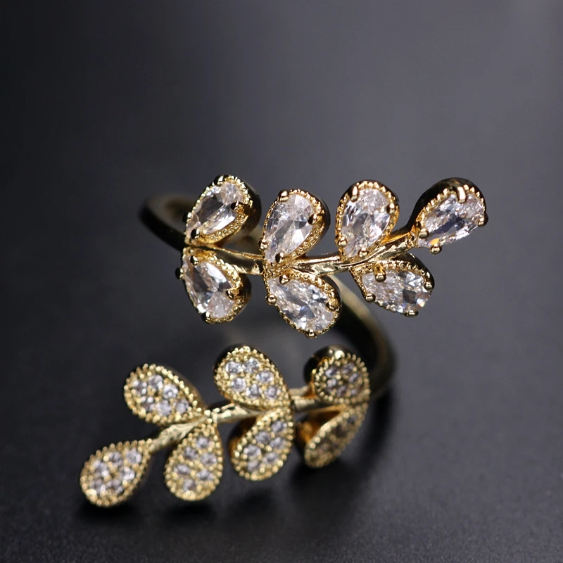Luxury Shiny Flower Leaf Finger Ring For Women Cubic Zirconia Stone Vintage Gold/silver color Open Ring Bride Wedding Jewelry CZ
Luxury Shiny Flower Leaf Finger Ring For Women Cubic Zirconia Stone Vintage Gold/silver color Open Ring Bride Wedding Jewelry CZ
