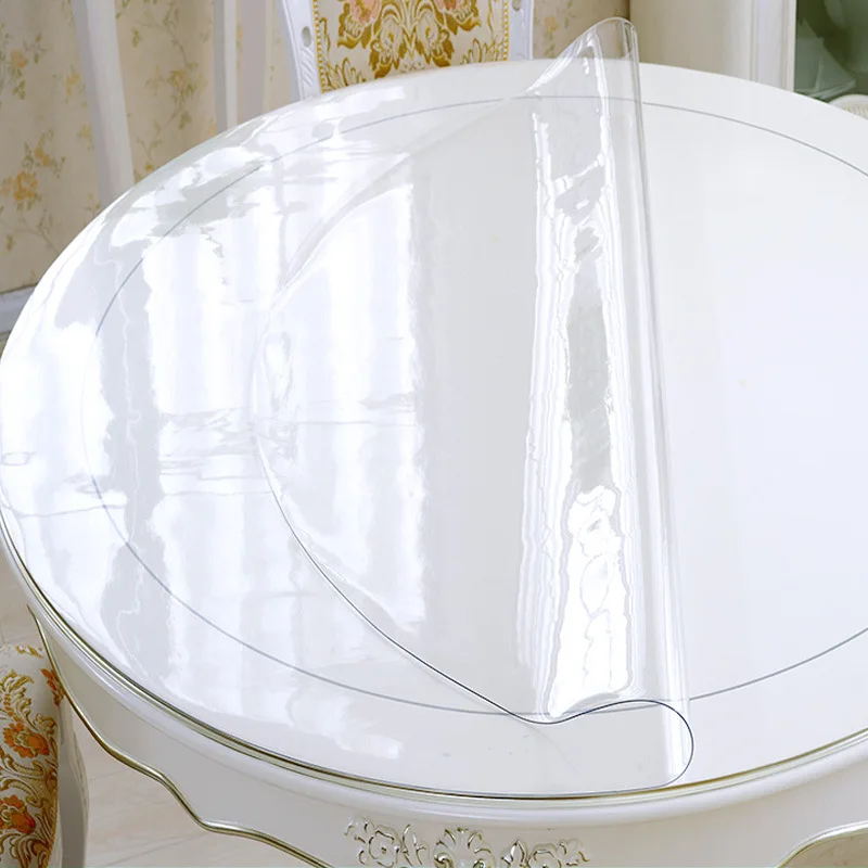 Скатерть из мягкого стекла и силикона водонепроницаемая круглая кухонная